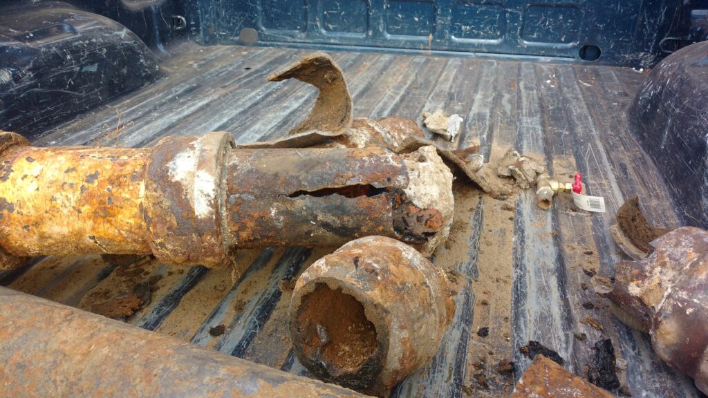 Old Clogged Cast Iron Drain Pipe